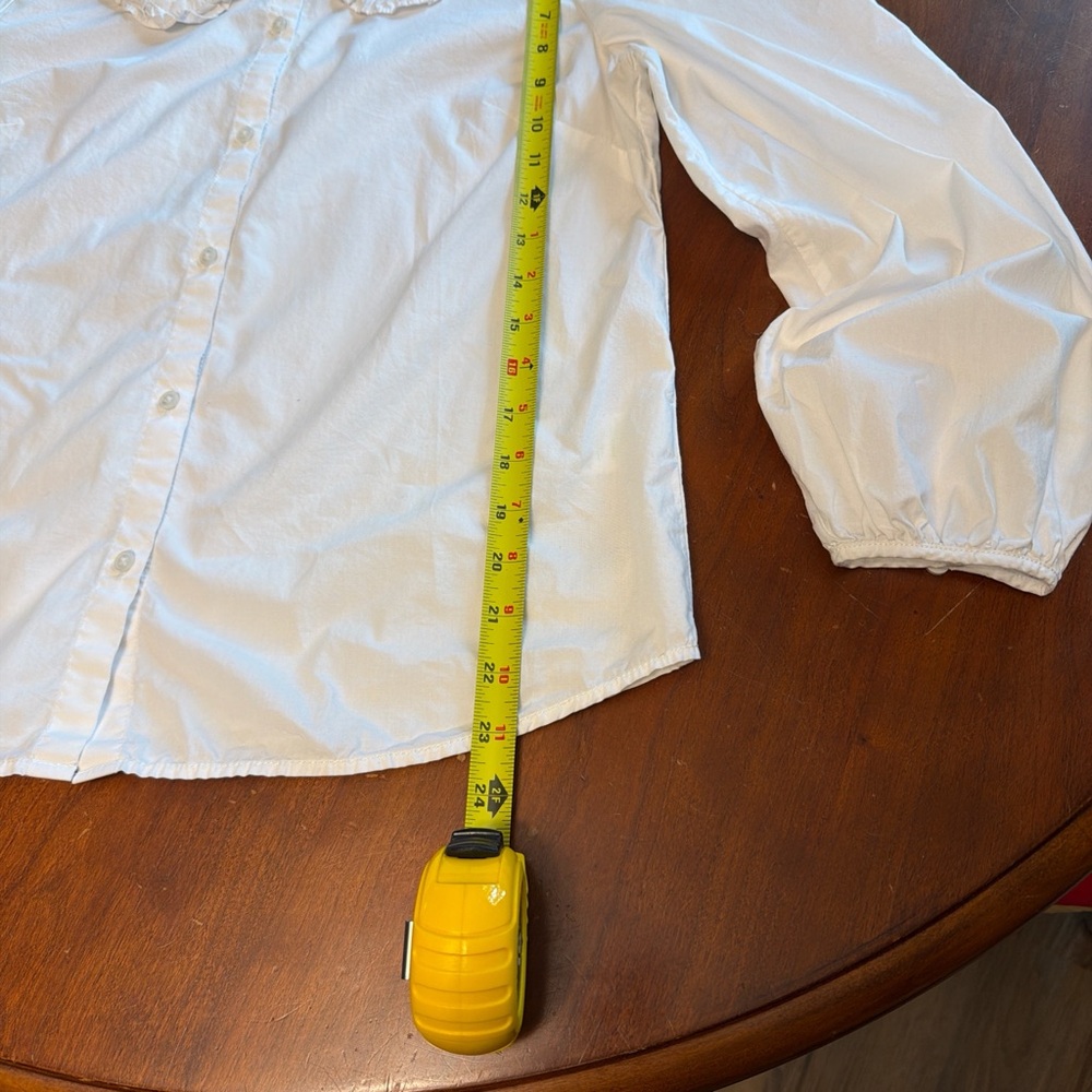 SOLD J. Crew White Ruffle Collar Button Up Shirt Size 6 - Picture 8 of 8